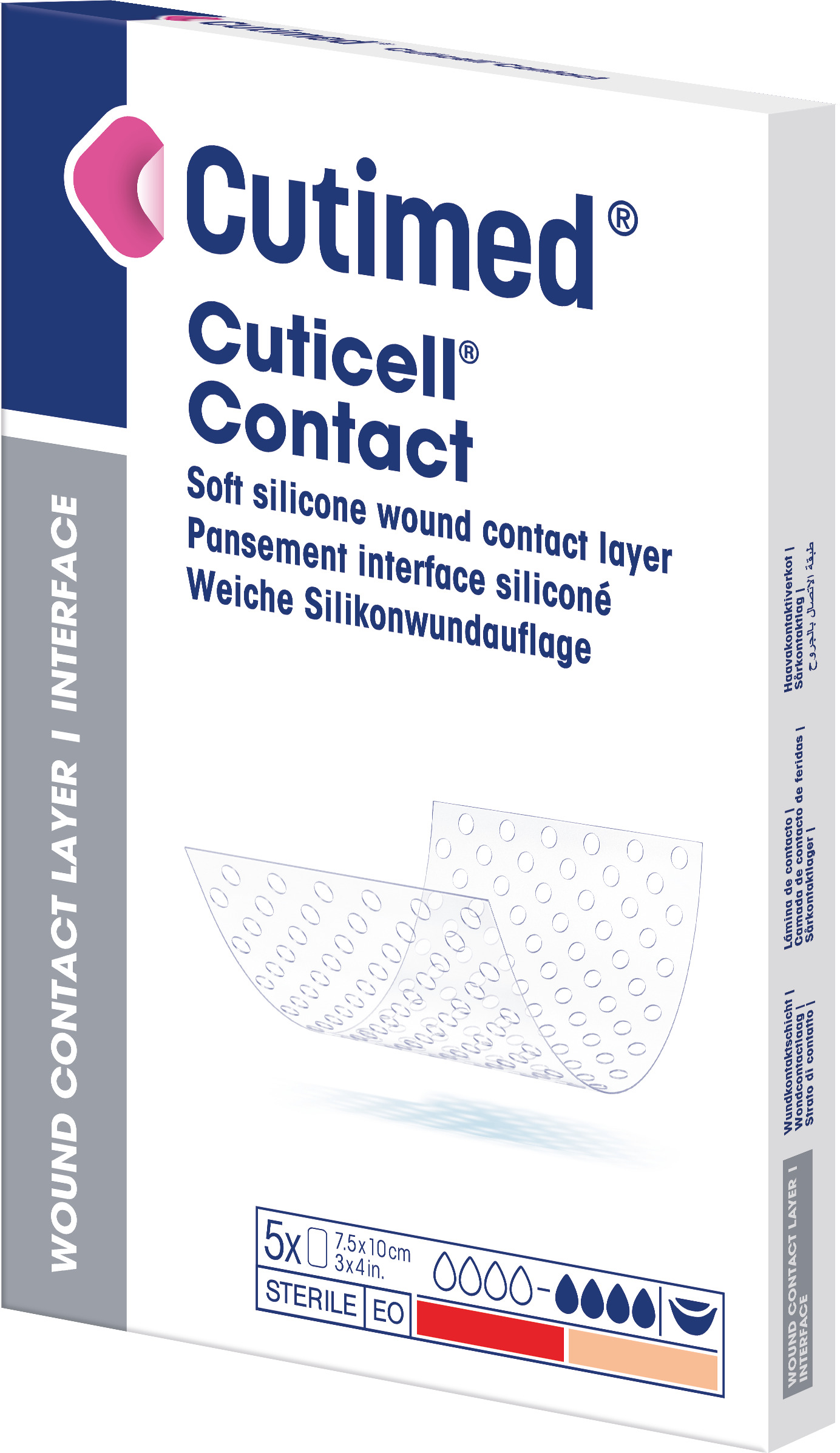 Cuticell Contact pansement silicone plaie 5x7.5cm 5 pce à petit