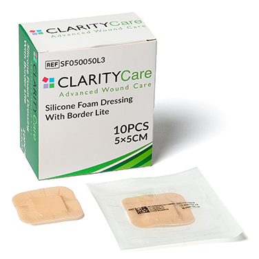 Clarity Care Silicone Foam Dressing with Border Lite